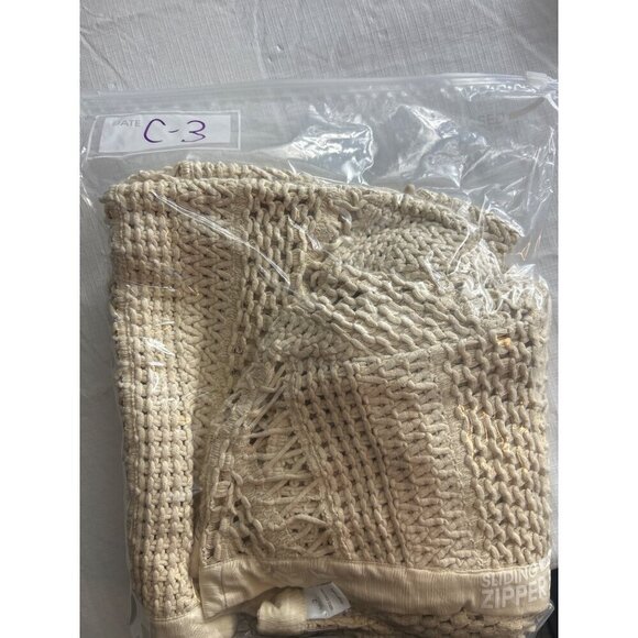 Chico's Women's Beige Cardigan Sweater Macrame Misty Open Front Size 3 (C-3) - Picture 6 of 6